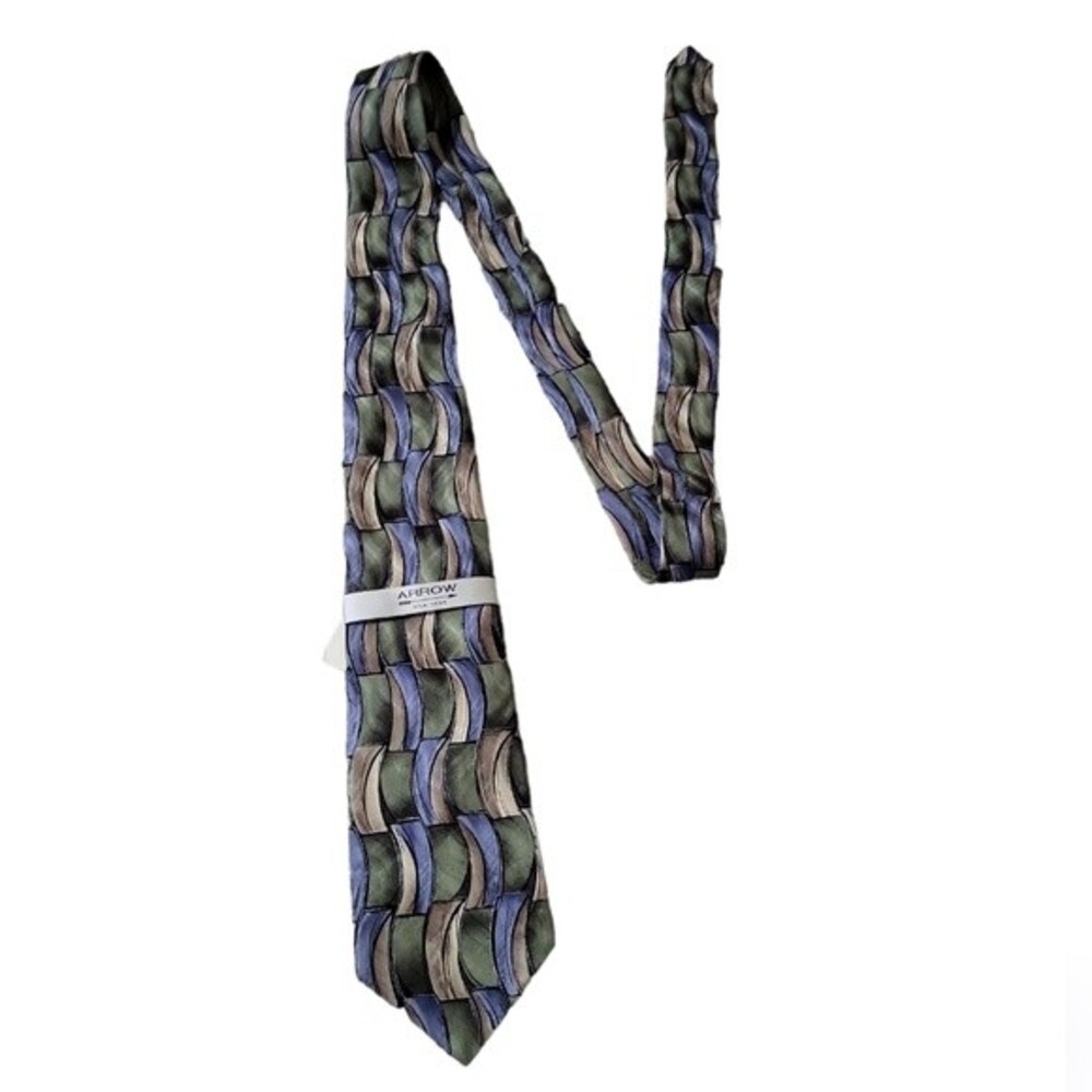 NWT Arrow men's Phoenician tide silk tie, green